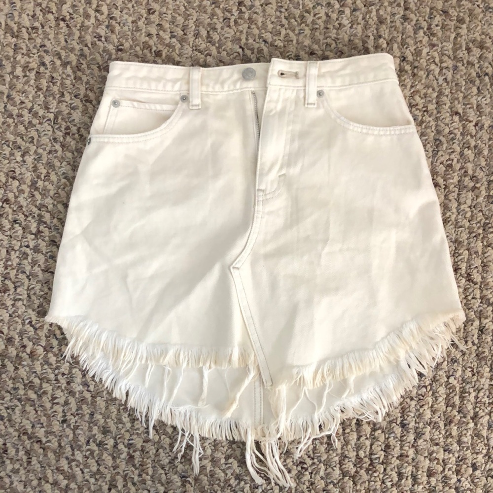 Free People - Bailey Denim Mini-Skirt - Coconut Color - Size 24